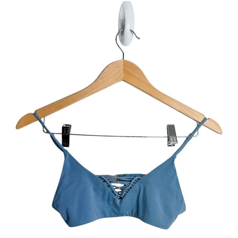 Dolce‎ Vita Bikini Top Blue Metal Accent Size Small Crisscross